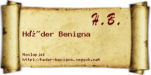 Héder Benigna névjegykártya